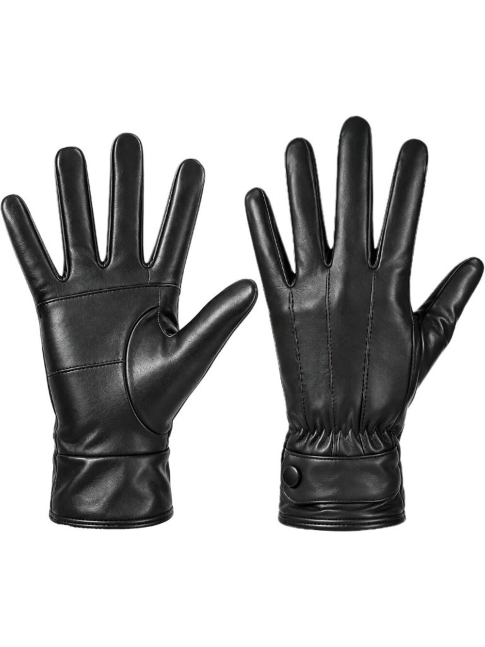 Warm Fleece-Lined Leather Gloves for Women - Touchscreen Winter Accessory